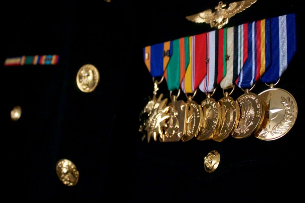Marine officer medals on dress uniform