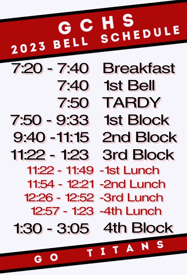 2023-2024 New Bell Schedule