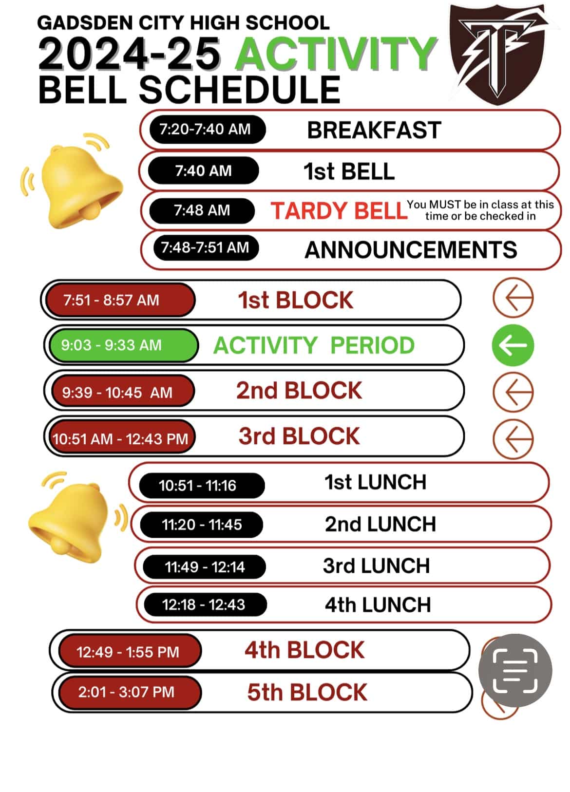 2024-2025 Activity Bell Schedule