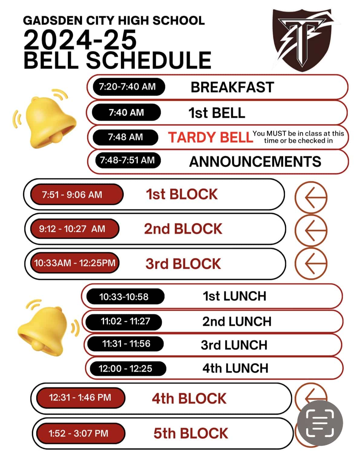 2024-2025 Bell Schedule